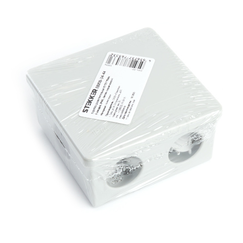Коробка разветвительная STEKKER EBX10-34-44, 85*85*40мм, 6 вводов, IP44, светло-серая (GE41235) фото 6