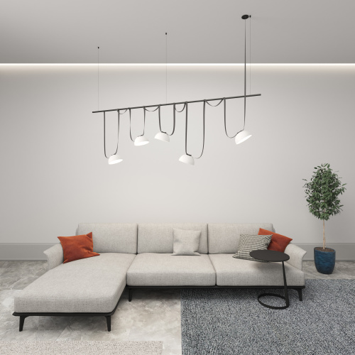 DK5560-WH+BK Cветильник для трека-ремня Belty, серия Flow, со светодиодом, D220*H117мм, 48V DC, 24W, RA90, 120°, 4000K, IP20, белый с черным, алюминий фото 2