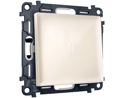 Комплект механизма 1-клавишного выключателя с самовозвратом с подсветкой 5600K Ambrella Volt ALFA Бежевый глянец QUANT (AP3020, VM113, G14W) MA302055