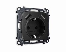 Комплект механизма электрической розетки AMBRELLA VOLT OMEGA Черный матовый 2USB A+A 18W (быстрая зарядка) с/з QUANT (OP8090, VM155) MO809010