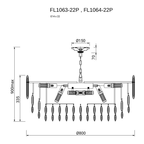 Люстра подвесная Сonstancia Chrome FL1064-22P фото 2