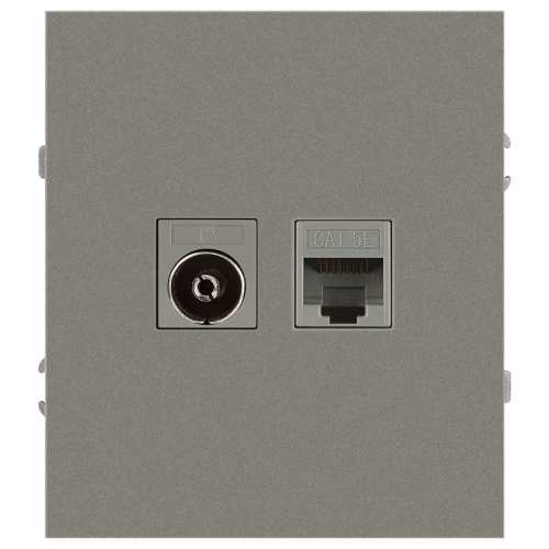 Розетка ЭРА Arktik 16-3110-07 комбинированная RJ45+TV титан Б0070500