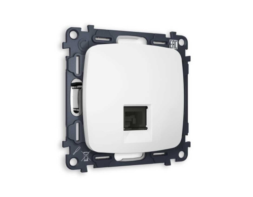 Комплект механизма компьютерной розетки AMBRELLA VOLT OMEGA Белый матовый RJ-45(8P8C) CAT6 с шторкой QUANT (OP1320, VM188) MO132010