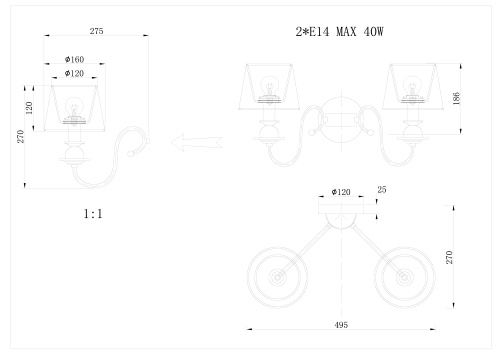 Настенный светильник KM0837W-2 chrome фото 2