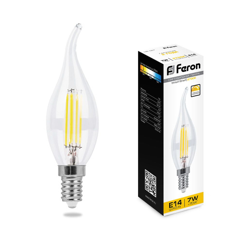Лампа светодиодная диммируемая Feron LB-167 Свеча на ветру E14 7W 230V 2700K фото 2
