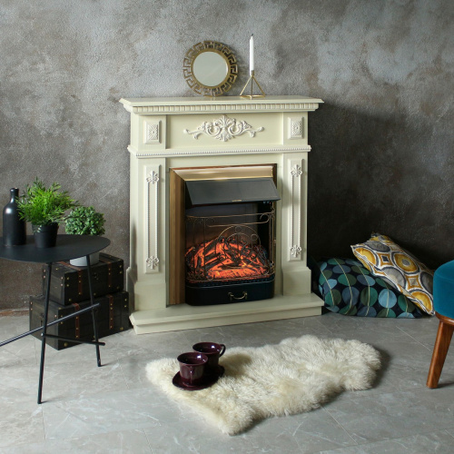 Электрокамин RealFlame Lilian WT жемчуг с очагом Majestic Lux Brass фото 7