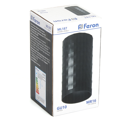 Светильник потолочный Feron ML187 Barrel PIXEL MR16 GU10 35W 230V, чёрный фото 5