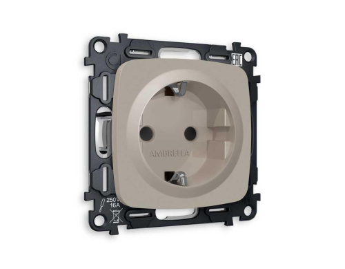 Комплект механизма электрической розетки AMBRELLA VOLT OMEGA Серо-бежевый матовый с/з с шторками QUANT (OP3670, VM141) MO367010