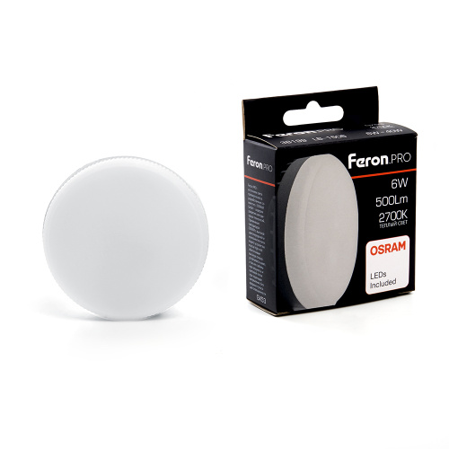 Лампа светодиодная Feron LB-1506 GX53 6W 175-265V 2700K OSRAM LED