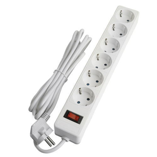 Сетевой фильтр 6-местный с/з STEKKER HM20-61-053x1мм2, 5 м, серия Optima, белый фото 3