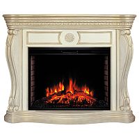 Каминокомплект BARCELONA/БАРСЕЛОНА Бежевый дуб с золотой патиной с очагом Электроочаг EPSILON/ЭПСИЛОН 33