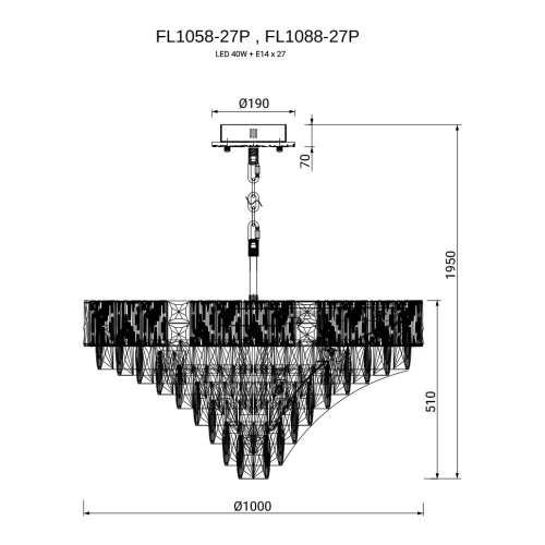 Люстра подвесная Delight Chrome FL1088-27P фото 3 Люстра подвесная Delight Chrome FL1088-27P фото 3