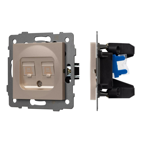 Механизм компьютерной розетки двойной SCT-MPC2-PL-GD-V (RJ-45, CAT6) Arlight 049850 Механизм компьютерной розетки двойной SCT-MPC2-PL-GD-V (RJ-45, CAT6) Arlight 049850