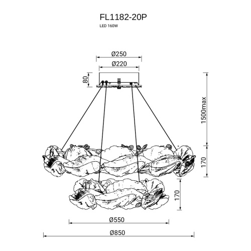 Люстра подвесная Felicity Gold FL1182-20P фото 8 Люстра подвесная Felicity Gold FL1182-20P фото 8