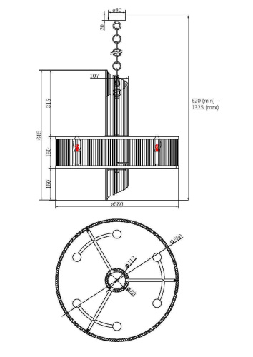 Подвесной светильник Maytoni MOD174PL-06G фото 5
