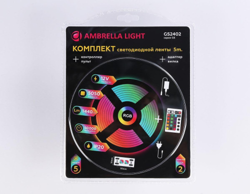 Светодиодная лента Ambrella Light 14,4W/m 60LED/m 5050SMD RGB 5M GS2402 фото 5
