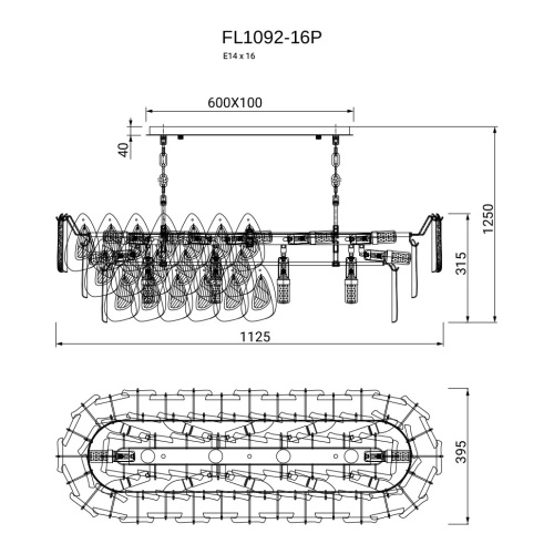 Люстра подвесная Finezza FL1092-16P фото 2