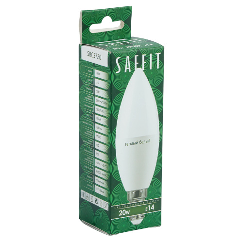 Лампа светодиодная SAFFIT SBC3720 Свеча E14 20W 230V 2700K фото 4