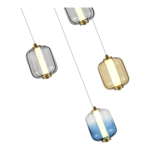 SL1193.303.05 Светильник подвесной ST-Luce Латунь/Янтарный,Дымчатый,Голубой LED 5*10W 3000K SUMMER фото 3