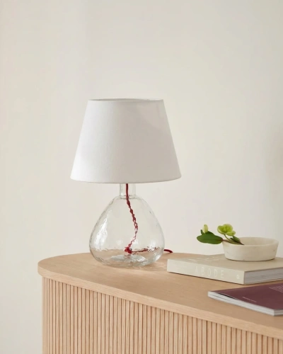 Прозрачная настольная лампа "Дэми" с красным проводом