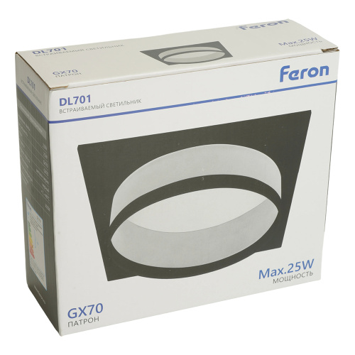 Светильник встраиваемый Feron DL701 потолочный GX70 черный квадрат фото 10