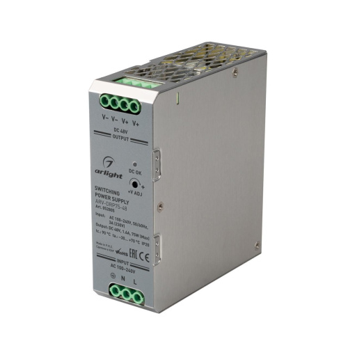 Блок питания ARV-DRP75-48 (48V, 1.6A, 75W) Arlight 052805 Блок питания ARV-DRP75-48 (48V, 1.6A, 75W) Arlight 052805