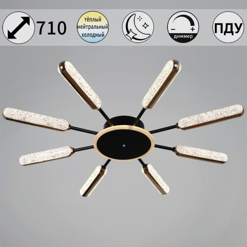 Потолочная светодиодная люстра Reluce 08290-0.3-08 BK+GD