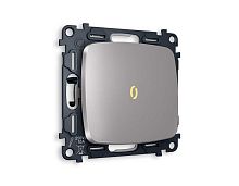 Комплект механизма 1-кл проходного выключателя AMBRELLA VOLT с подсветкой 3200K OMEGA Сталь матовый QUANT (OP5020, VM105, G22Y) MO502030