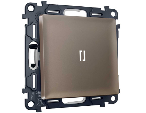 Комплект механизма 1-клавишного выключателя с самовозвратом с подсветкой 5600K ALFA Темная бронза матовый QUANT (AP6320, VM113, G14W) MA632055