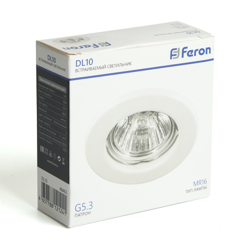 Светильник потолочный встраиваемый Feron  DL10 MR16 50W G5.3 белый матовый фото 5