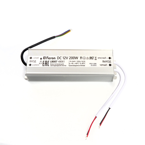 Трансформатор электронный для светодиодной ленты 200W 12V IP67 (драйвер), LB007 FERON Трансформатор электронный для светодиодной ленты 200W 12V IP67 (драйвер), LB007 FERON