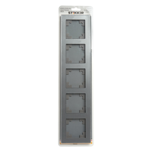 Рамка 5-местная, стекло, STEKKER, GFR00-7005-03, серия Катрин, серебро фото 2