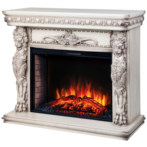 Каминокомплект ROMANO/ЛИОН Бежевый дуб с серой патиной с очагом Электроочаг EPSILON/ЭПСИЛОН 33 фото 2