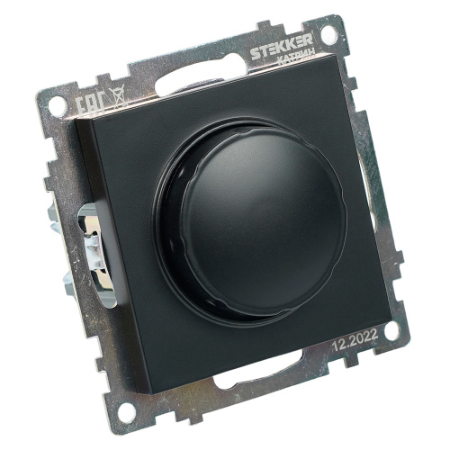 Выключатель диммирующий (механизм), STEKKER GLS10-7106-05, 250V, 500W, серия Катрин, черный фото 6