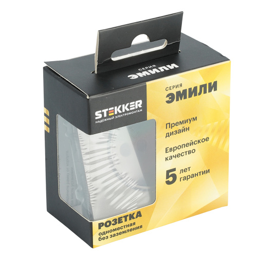 Розетка 1-местная с защитной шторкой (механизм), STEKKER,  б/з, 250В, 16А, серия Эмили, RST16-5109-09, антрацит, soft touch фото 7