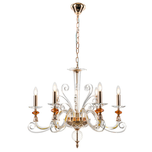 Люстра Crystal Lux CATARINA SP6 V2 GOLD/TRANSPARENT-COGNAC фото 3