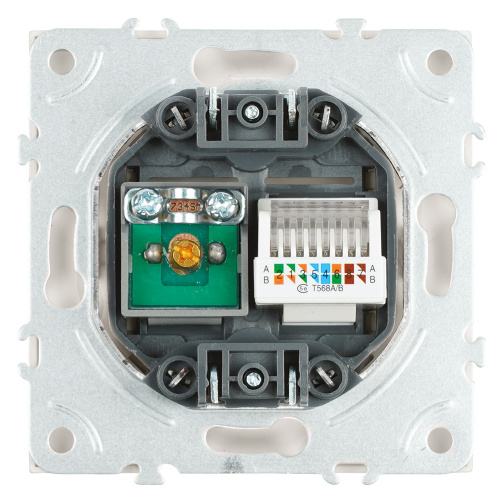 Розетка TV + компьютерная RJ-45 (механизм), STEKKER, серия Эмили, RST00-5106-01, белый фарфор, soft touch фото 2