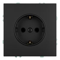 Розетка 1-местная с защитной шторкой с/з (механизм), STEKKER, 250В, 16А, серия Эмили, RST16-5110-05, черный уголь, soft touch