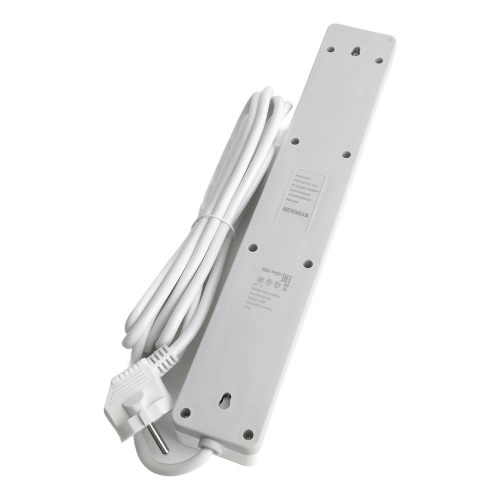 Сетевой фильтр 5-местный с/з STEKKER HM20-51-02 3x1мм2, 1,8 м, серия Optima, белый фото 5