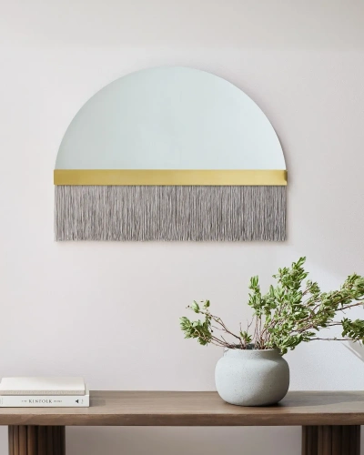 Декоративное зеркало "Арья" с серой бахромой Декоративное зеркало "Арья" с серой бахромой