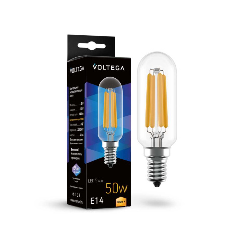 Лампа светодиодная Voltega E14 5W 3000K прозрачная 7266 фото 3