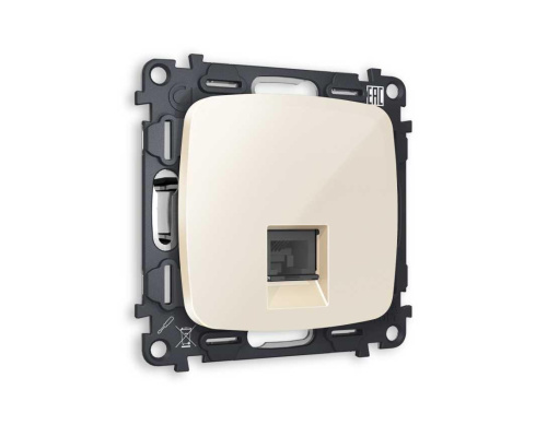 Комплект механизма компьютерной розетки AMBRELLA VOLT OMEGA Бежевый глянец RJ-45(8P8C) CAT6 с шторкой QUANT (OP3120, VM188) MO312010