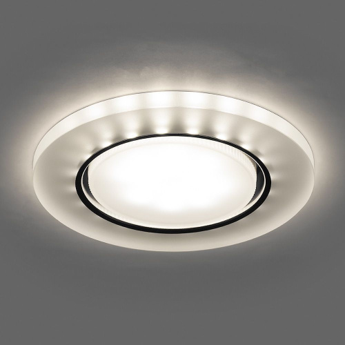 Светильник встраиваемый с белой LED подсветкой Feron CD5020 потолочный GX53 без лампы, белый матовый фото 2