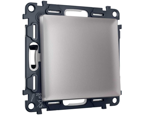 Комплект механизма 1-клавишного выключателя с самовозвратом Ambrella Volt ALFA Сталь матовый QUANT (AP5010, VM113) MA501050