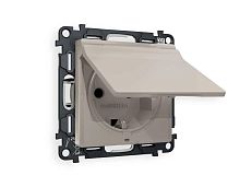 Комплект механизма электрической розетки AMBRELLA VOLT ALFA Серо-бежевый матовый с/з с шторками и крышкой IP44 QUANT (AP3680, VM141) MA368010