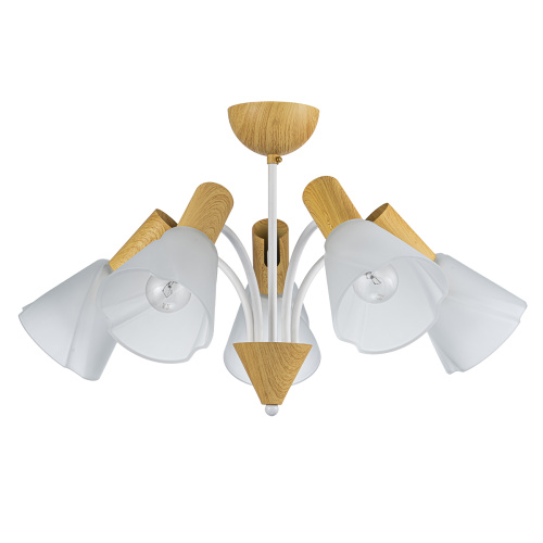 Светильник на штанге Escada 1131/5P E14*40W White/Wood фото 2 Светильник на штанге Escada 1131/5P E14*40W White/Wood фото 2