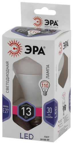 Лампа светодиодная ЭРА E27 13W 6000K матовая LED A60-13W-860-E27 Б0031395 фото 4