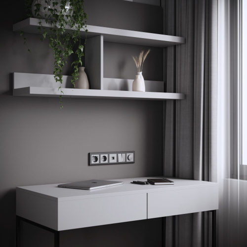 Розетка с заземлением, шторками и USB тип A+C (серебряный матовый) W1171765 фото 6 Розетка с заземлением, шторками и USB тип A+C (серебряный матовый) W1171765 фото 6
