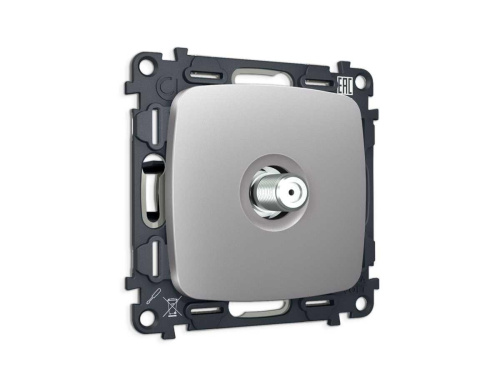 Комплект механизма TV розетки SAT 5-2400MHz 3.5dB Ambrella Volt OMEGA Сталь матовый QUANT (OP5130, VM215) MO513050