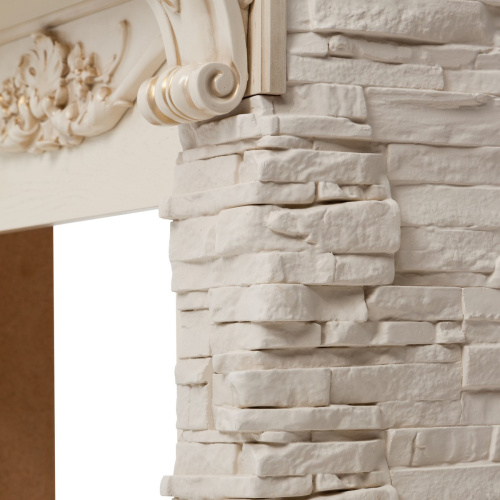Электрокамин RealFlame Patricia WT белый дуб с золотой патиной с очагом Majestic Lux Brass фото 6